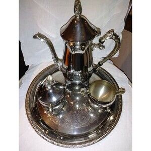 International Silver Plated Tea/Coffee Pot With Sugar And Creamer Set